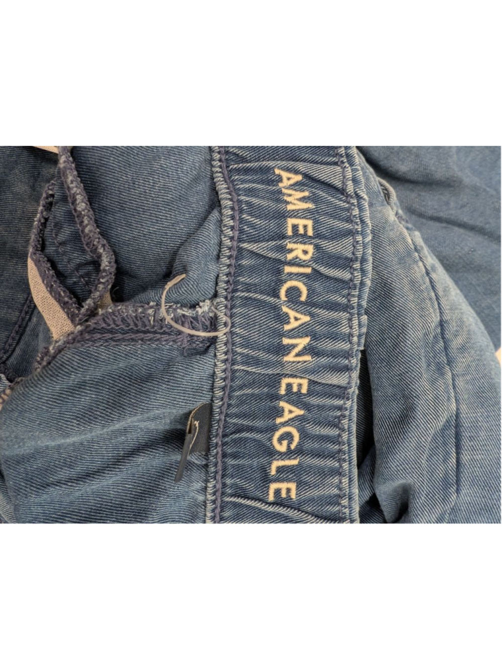 Women's American Eagle Blue Wide Leg Trousers Sz 8 lightweight denim jeans style - Picture 3 of 9